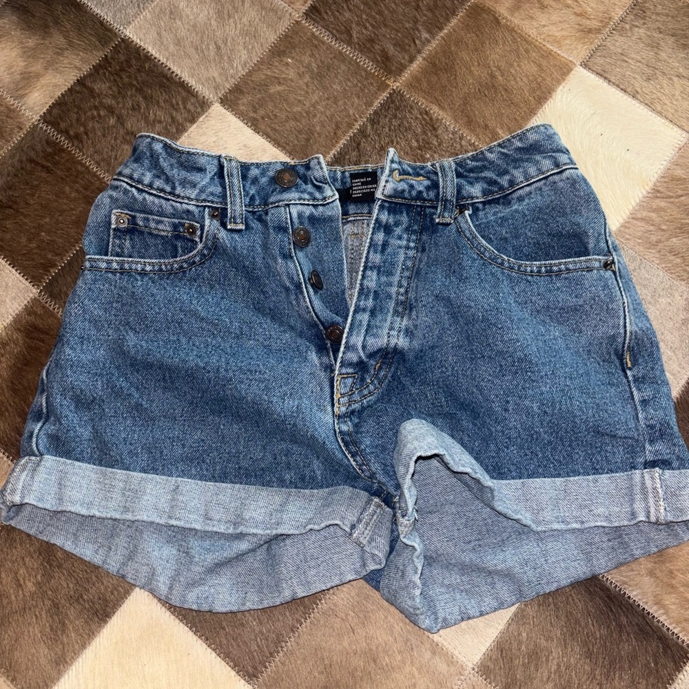 Forever 21 Blue Jean Shorts High-Waisted Cuffed